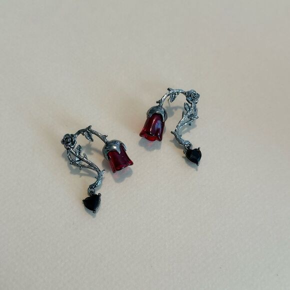Rose drop earrings M859 - Picture 1 of 3